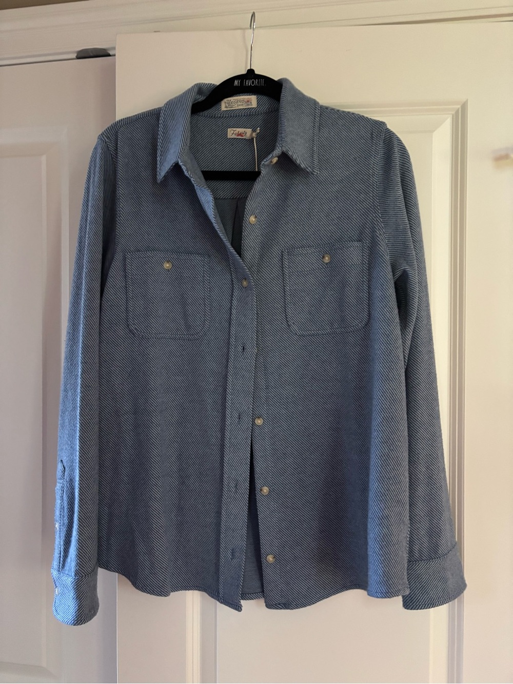 Faherty Light Blue Herringbone Women's Button-Down Shirt